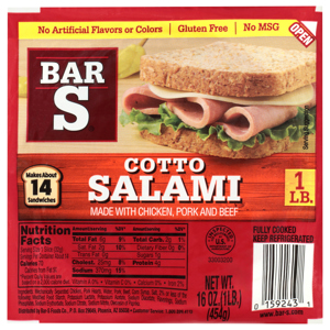 Bar S Cotto Salami, 16 oz (1 lb) 454 g