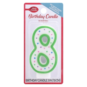 Betty Crocker Birthday Candle, Numeral 8, 3 Inch, 1 candle