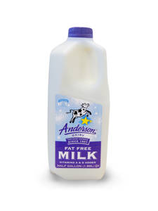 Anderson Dairy Fat Free Milk 0.50 Gal, 0.5gal