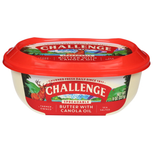 CHALLENGE BUTTER, WITH CANOLA OIL, SEA SALTED, SPREADABLE, 8 OZ (227 G)