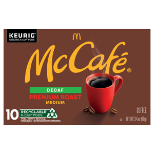 McCafe Coffee, Medium, Premium Roast, Decaf, K-Cup Pods, 10 pods [3.4 oz (98 g)]