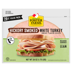 Foster Farms White Turkey, Hickory Smoked, Value Pack, 28 oz (1.75 lb)
