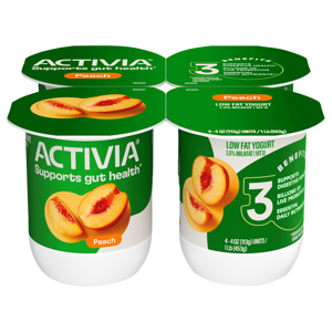 Activia Peach Probiotic Low Fat Yogurt, 4 - 4 oz (113 g) units [1 lb (453 g)]