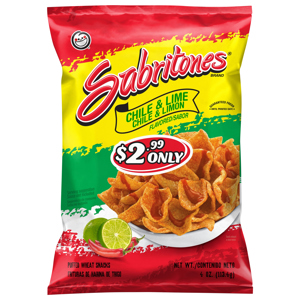 Sabritones Chile & Lime Puffed Wheat Snacks, 4 oz (113.4 g)
