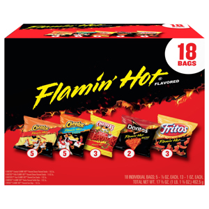 Frito Lay Flamin' Hot Mix Flavored Snack Mix, 18 bags [17.375 oz (1 lb 1.375 oz) 492.5 g]