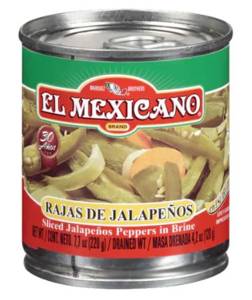 El Mexicano Sliced Jalapeños, 7.7 oz