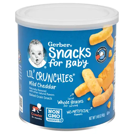 All  Babies – Thriftown Grocery – Gerber Baked Grain Snack, Mild Cheddar,  Lil' Crunchies, Crawler (8+ Months), 1.48 Oz (42 G)