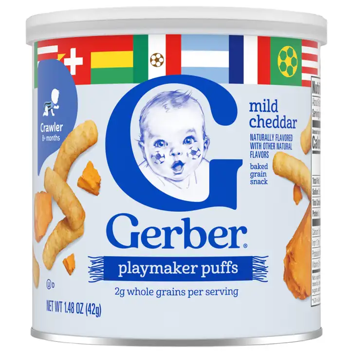 Gerber Baked Grain Snack, Mild Cheddar, Lil' Crunchies, Crawler (8+  Months), oz (42 g)