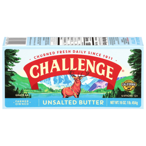 Challenge Unsalted Butter, 4 sticks [16 oz (1 lb) 454 g]