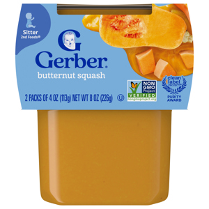 Gerber Sitter 2nd Foods Butternut Squash, 2 - 4 oz (113 g) packs [8 oz (226 g)]