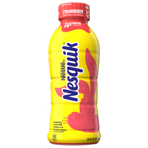 NESQUIK Strawberry Flavored Lowfat Milk, Ready to Drink 14 fl oz.