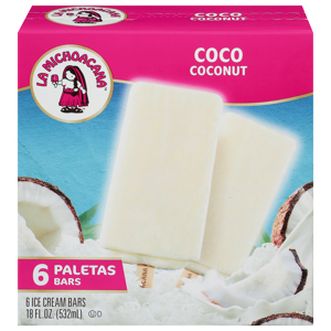 Helados Mexico Ice Cream, Coconut, Bars, 6 bars [18 fl oz (532 ml)]