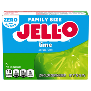 Jell-O Low Calorie Zero Sugar Lime Gelatin Dessert Family Size, 0.6 oz (17 g)