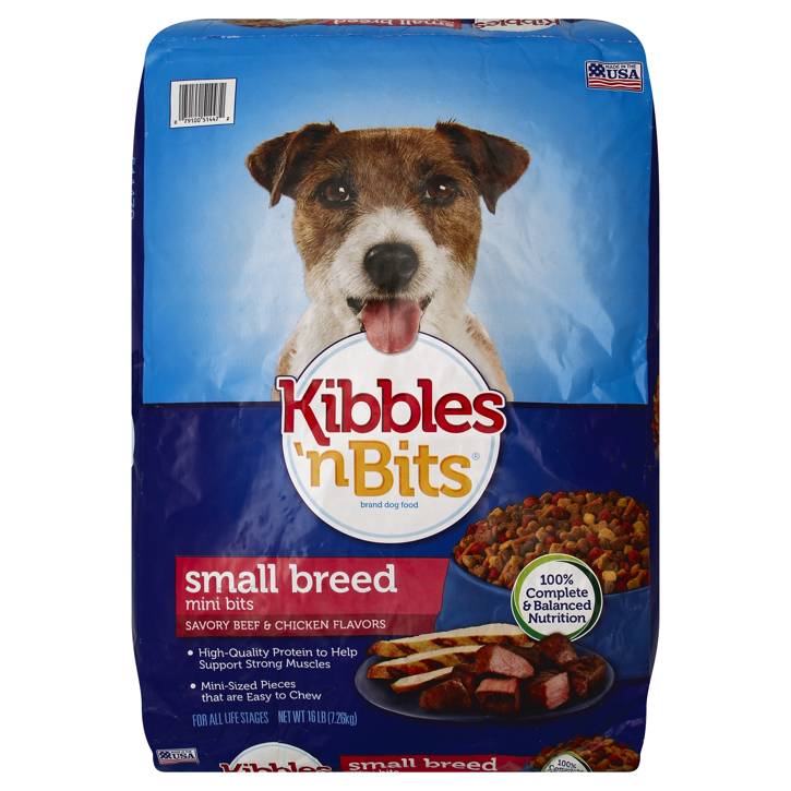 Kibbles N Bits Dog Food Small Breed Savory Beef Chicken Flavors 16 lb 7.26 kg