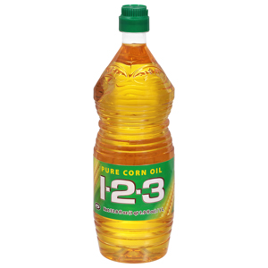 1 2 3 Pure Corn Oil, 33.8 fl oz (1 qt 1.9 fl oz) 1 l