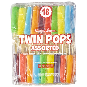 Budget Saver Assorted Twin Pops, 18 - 2.35 fl oz (69.4 ml) twin pops [42.3 fl oz (1.25 l)]