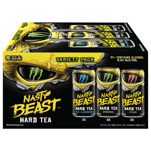 Monster Tea + Lemonade/original/peach Hard Tea Variety Pack, 12