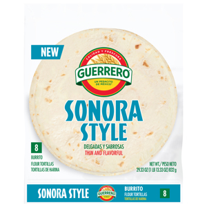 Guerrero Sonora Style Burrito Flour Tortillas, 8 tortillas [29.33 oz (1 lb 13.33 oz) 832 g]