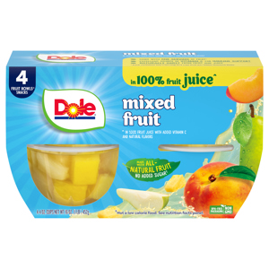 Dole in 100% Fruit Juice Mixed Fruit, 4 - 4 oz cups [16 oz (1 lb) 452 g]