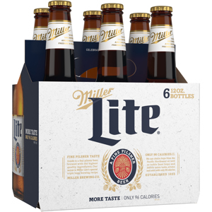 Miller Lite Lager Beer, 24 4/6 12 OZ GL NR BTL