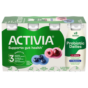 Activia Low Fat Cherry/Blueberry Yogurt Drink, 8 - 3.1 fl oz (93 ml) bottles [1.56 pt (744 ml)]