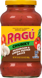 Ragu Sauce, Mushroom & Green Pepper, Chunky, 24 oz (1 lb 8 oz) 680 g