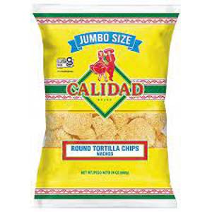 Calidad Nachos Round Tortill Chips Jumbo Size, 24 oz