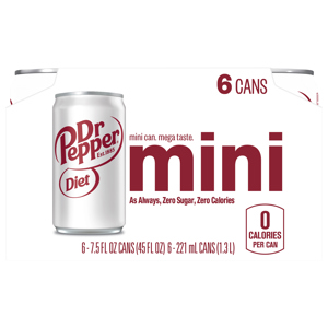 Diet Dr Pepper Mini Soda, 6 - 7.5 fl oz (221 ml) cans [45 fl oz (1.3 l)]