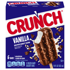 Crunch Vanilla Frozen Dairy Dessert Bars, 6 bars [18 fl oz (532 ml)]