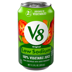V8 100% VEGETABLE JUICE, LOW SODIUM, ORIGINAL, 11.5 FL OZ (341 ML)