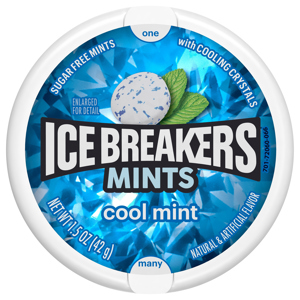 Ice Breakers Sugar Free Cool Mint Mints with Cooling Crystals, 1.5 oz (42 g)