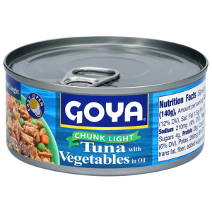 Goya Wild Caught Chunk Light Tuna with Vegetables in Oil, 4.94 oz (140 g)