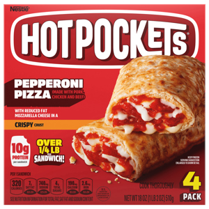 Hot Pockets Crispy Crust Pepperoni Pizza Sandwiches, 4 pack [18 oz (1 lb 2 oz) 510 g]