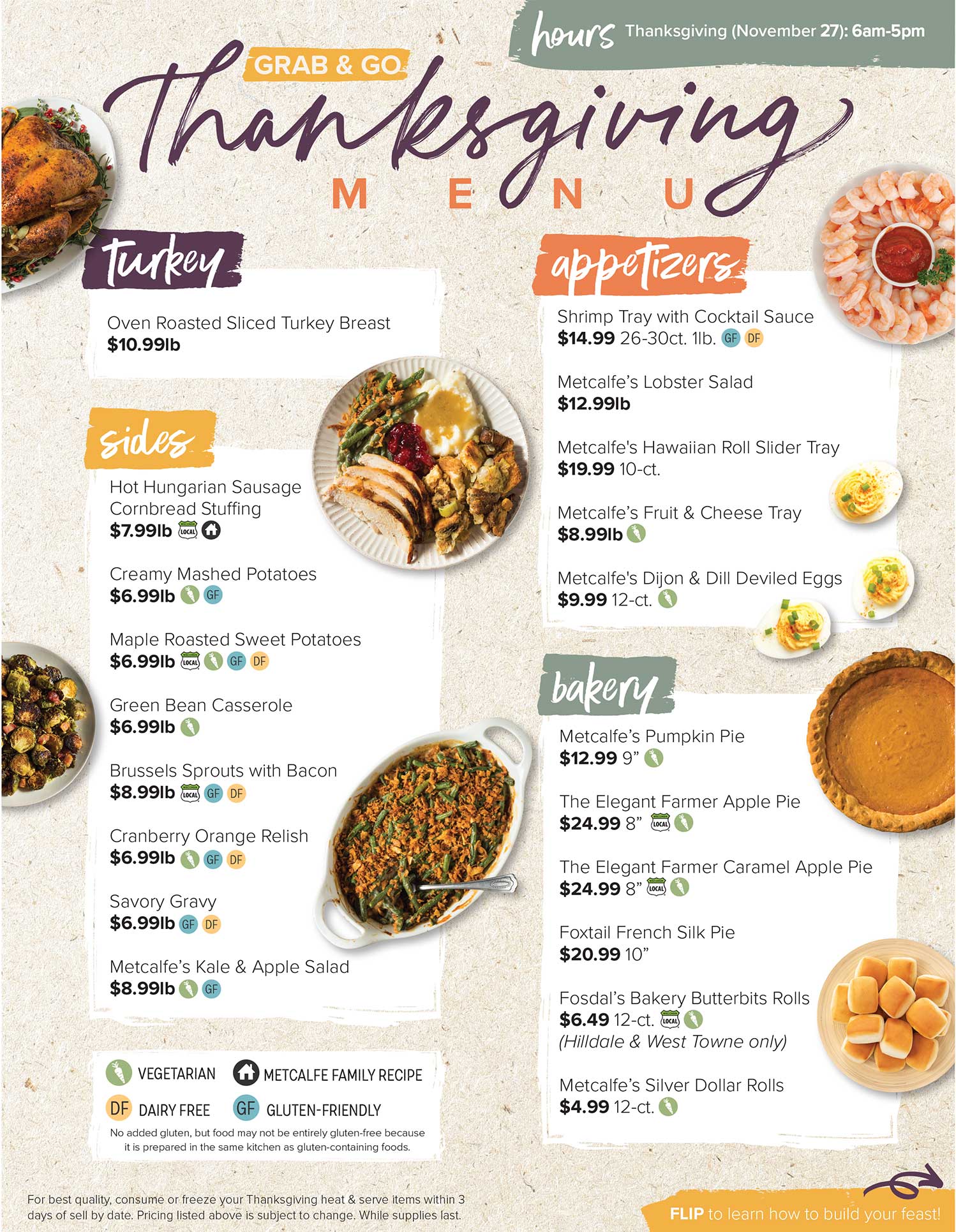 Thanksgiving 2025 Grab Go Menu – Metcalfe's West Towne – Garden