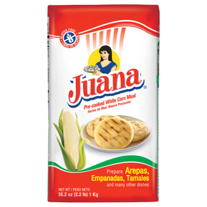 Juana Corn Meal, White, Pre-Cooked, 35.2 oz (2.2 lb) 1 kg