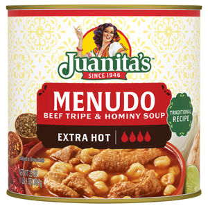 Juanita's Beef Tripe & Hominy Extra Hot Soup, 25 oz (1 lb 9 oz) 709 g