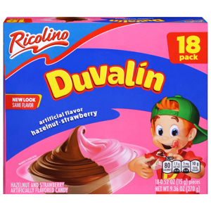 Ricolino Duvalin Hazelnut and Strawberry Candy, 18 - 0.52 oz (15 g) pieces [9.36 oz (270 g)]