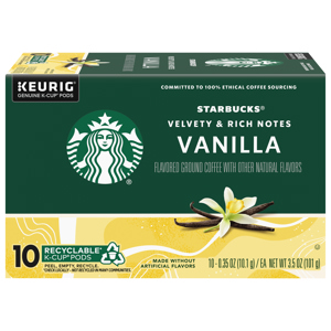 Starbucks Coffee, Ground, Vanilla Flavored, K-Cup Pods, 10 - 0.35 oz (10.1 g) pods [3.5 oz (101 g)]