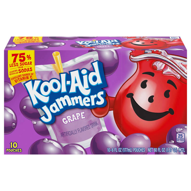 Kool-aid Jammers Flavored Drink, Grape, 10 - 6 Fl Oz (177 Ml