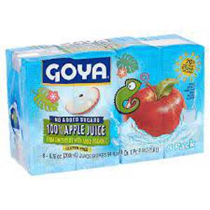 Goya No Added Sugars 100% Apple Juice, 6.76 oz, 8 count
