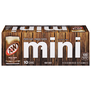 A&W Root Beer, Caffeine Free, Mini, 10 - 7.5 fl oz (221 ml) cans [75 fl oz (2.2 l)]