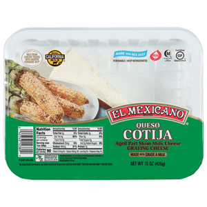 El Mexicano Grating Cheese, Part Skim, Queso Cotija, 15 oz (425 g)