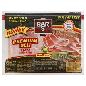 Bar S Ham, Premium Deli, Honey, 16 oz (1 lb) 454 g