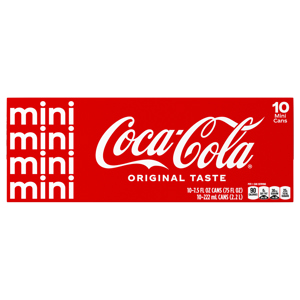 Coca-Cola Soda, Original Taste, Mini, 10 - 7.5 fl oz (222 ml) cans [75 fl oz (2.2 l)]