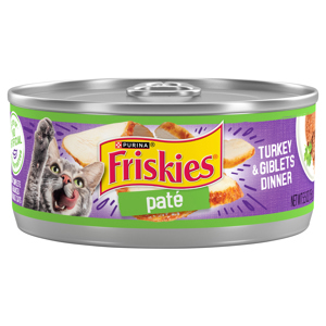 Friskies Cat Food, Turkey & Giblets Dinner, Pate, 5.5 oz (156 g)