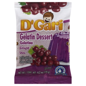 D Gari Gelatin Dessert, Grape, 4.2 oz (120 g)
