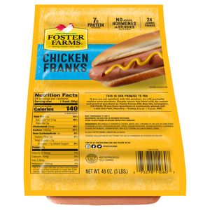Foster Farms Chicken Franks, Jumbo, 48 oz (3 lbs)