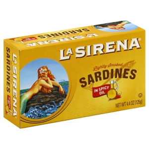 La Sirena Sardines, Light Smoked, in Spicy Oil, 4.4 oz (125 g)