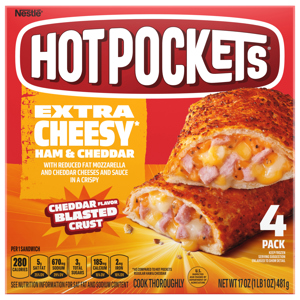 Hot Pockets Cheddar Flavor Blasted Crust Extra Cheesy Ham & Cheddar Sandwiches, 4 pack [17 oz (1 lb 1 oz) 481 g]