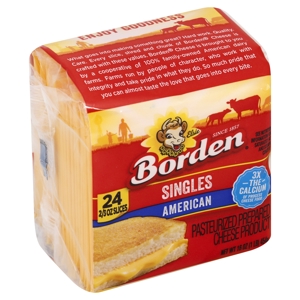 Borden Cheese Product, Pasteurized Prepared, American, Singles, 24 - 0.67 oz slices 16 oz (1 lb) 454 g